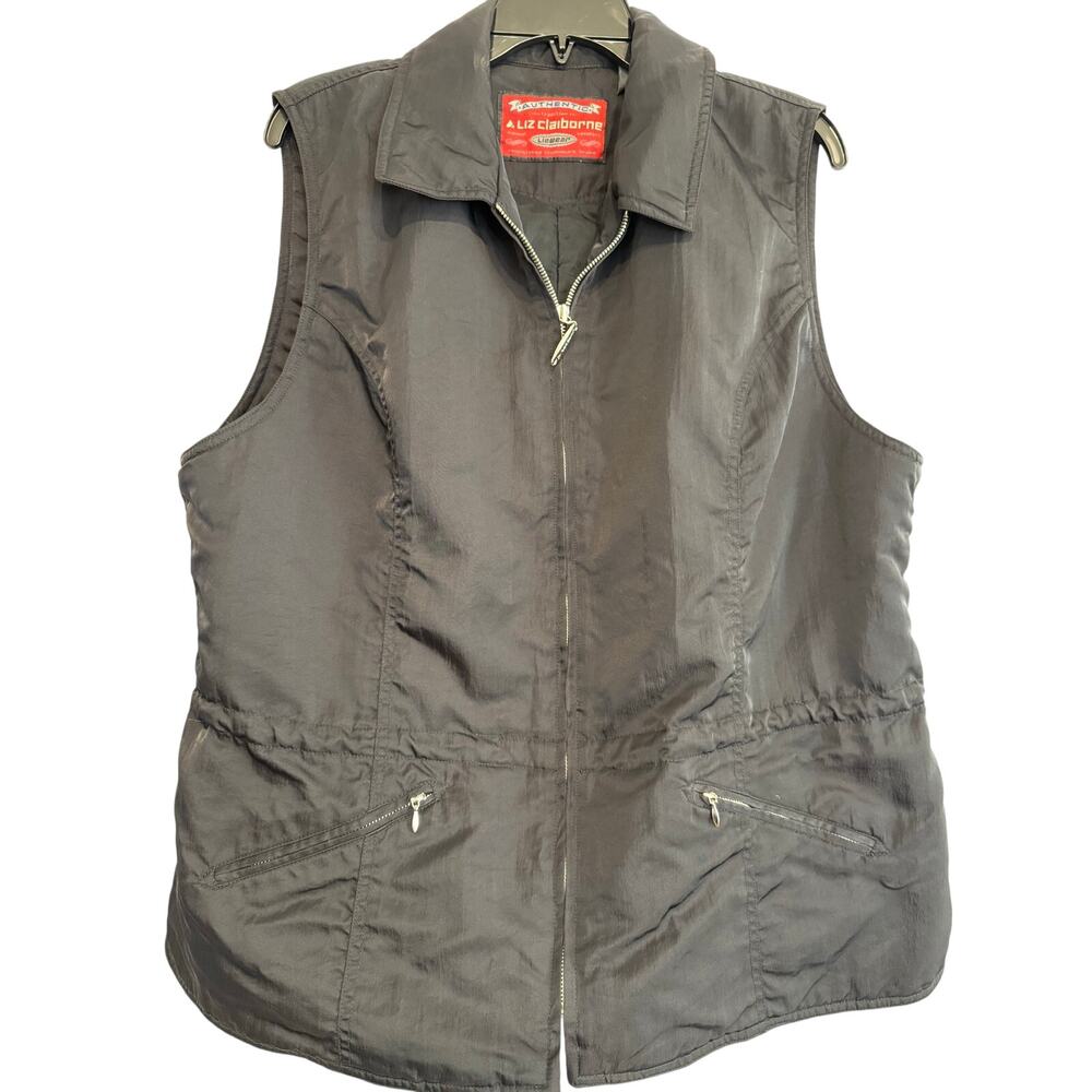 Liz Claiborne Lizwear Collared Full Zip Nylon Vest, Size L